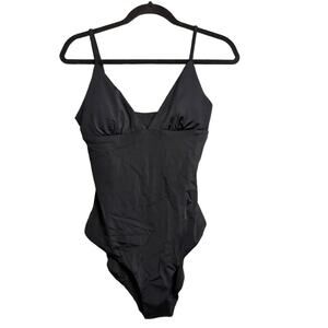 NWT Andie Lanikai Black V-Neck Spaghetti Straps One Piece Swimsuit Medium Tall
